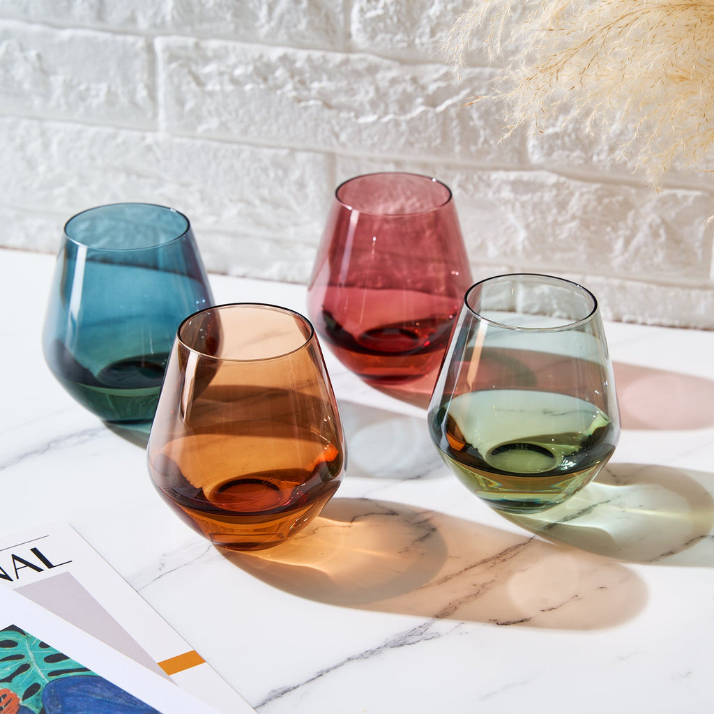 Tonal Stemless Wine Glasses, Set of 4, another angle