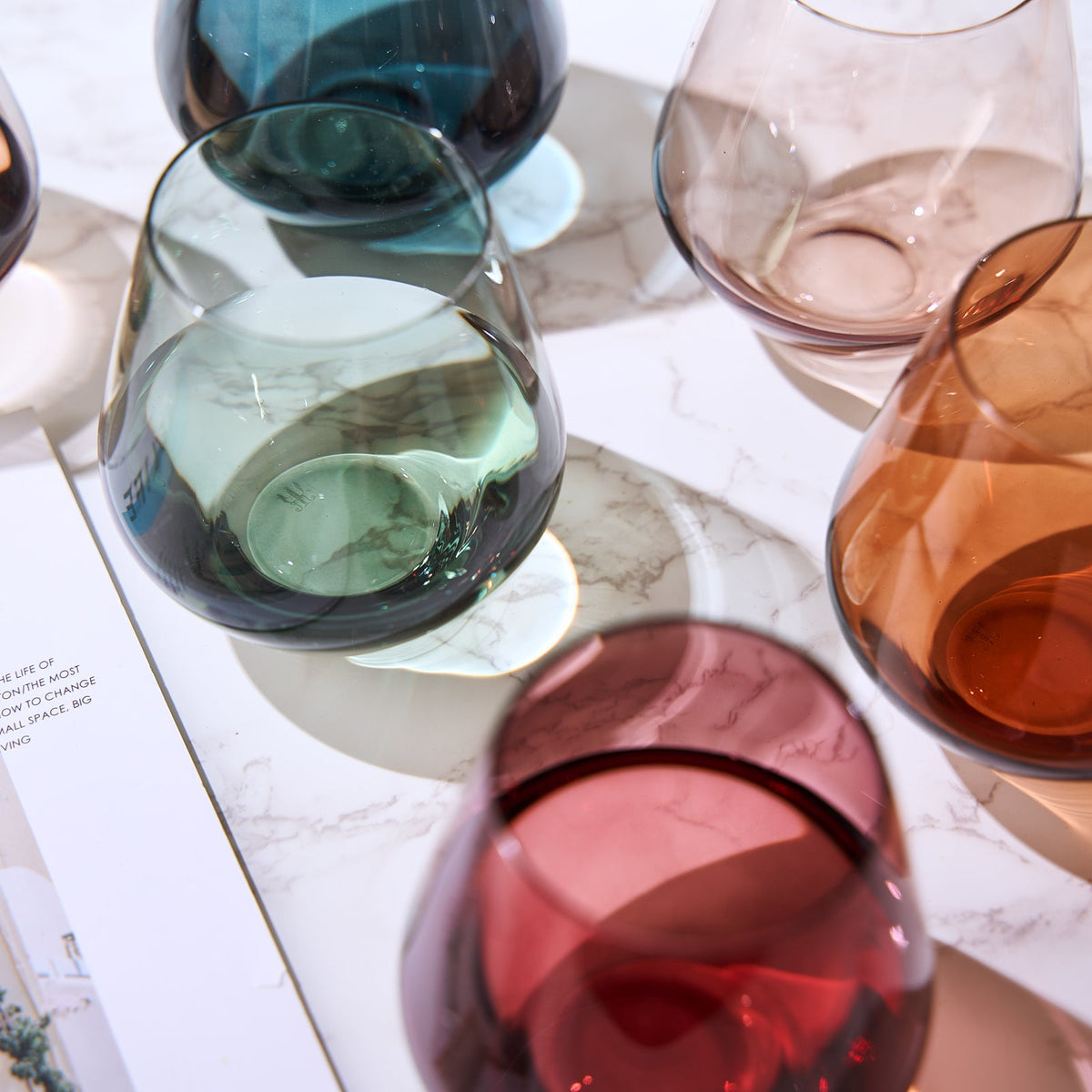Tonal Stemless Wine Glasses, Set of 6, view 6