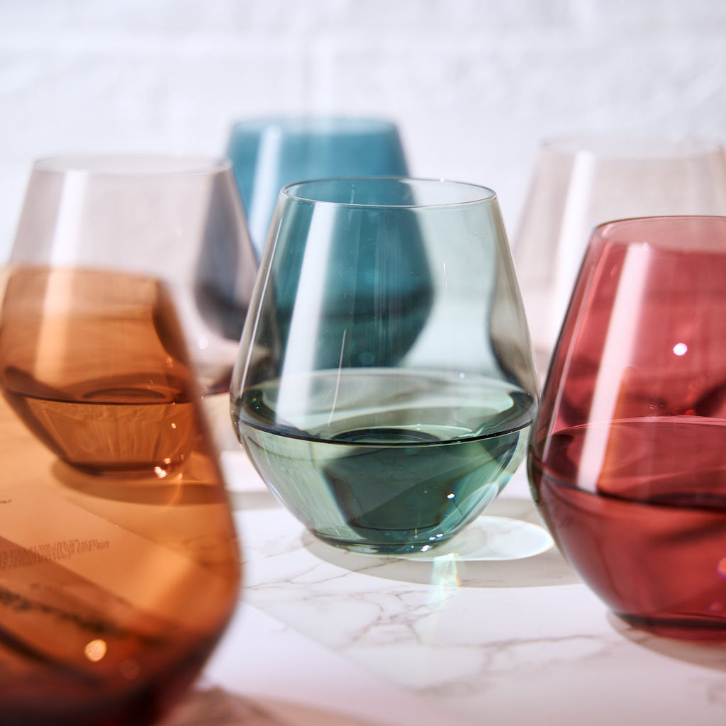 Tonal Stemless Wine Glasses, Set of 6, view 7