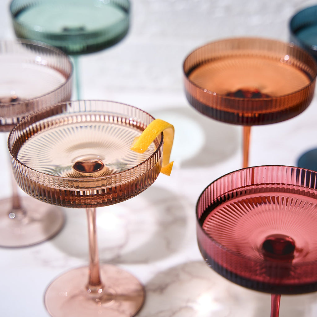Tonal Ribbed Champagne Coupes, Set of 6, view 6