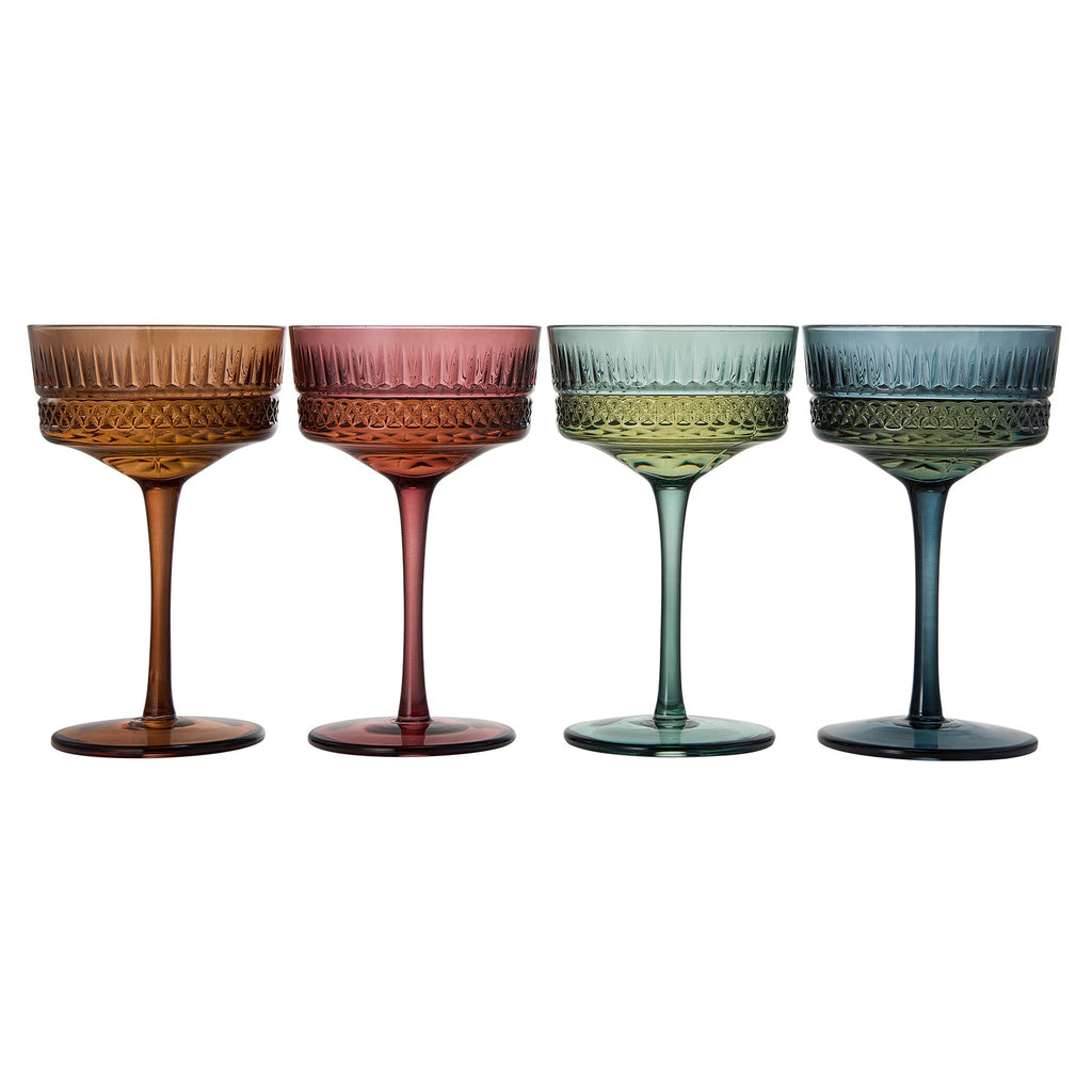 Tonal Crystal Champagne Coupes, Set of 4, detail view