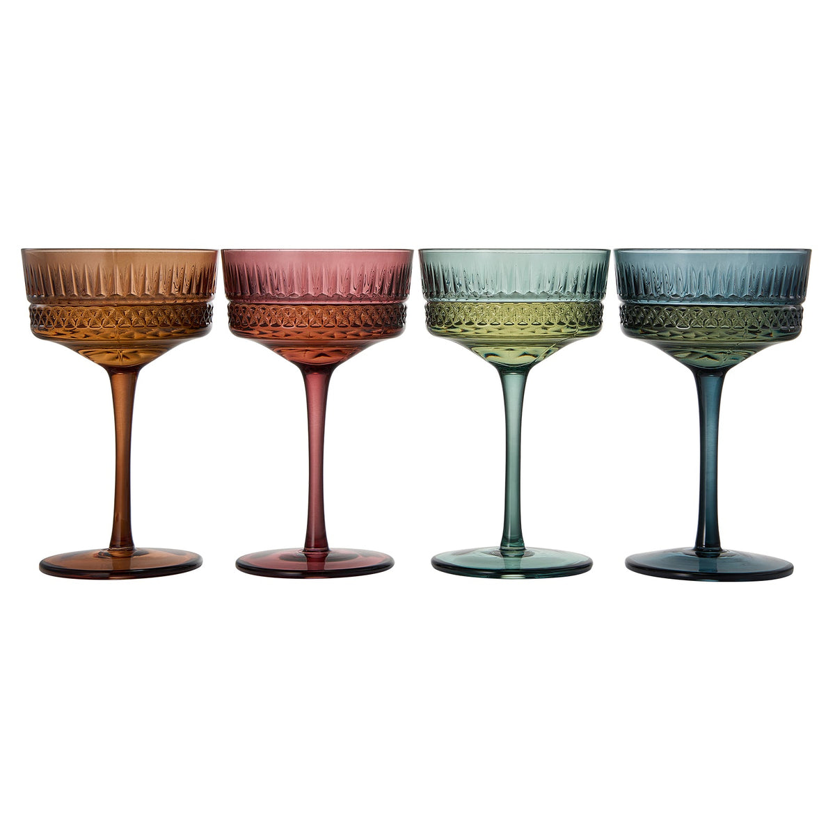 Tonal Crystal Champagne Coupes, Set of 4, detail view