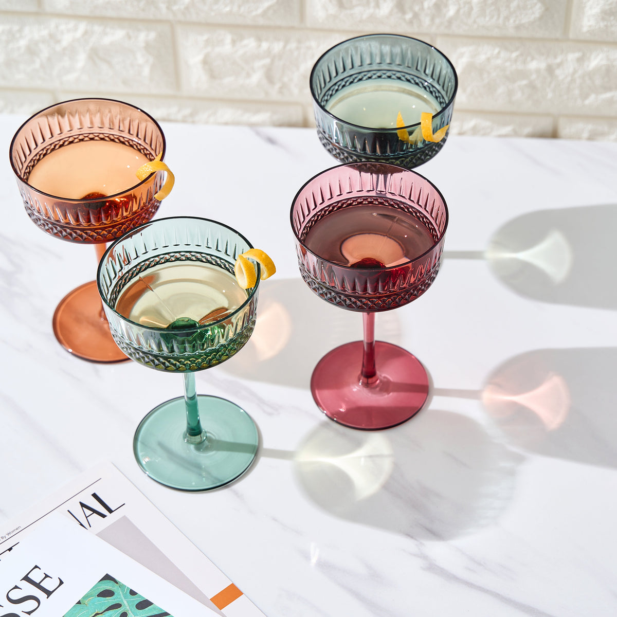 Tonal Crystal Champagne Coupes, Set of 4, another angle