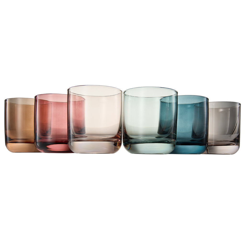 Tonal Lowball Whiskey Glasses, Set of 6