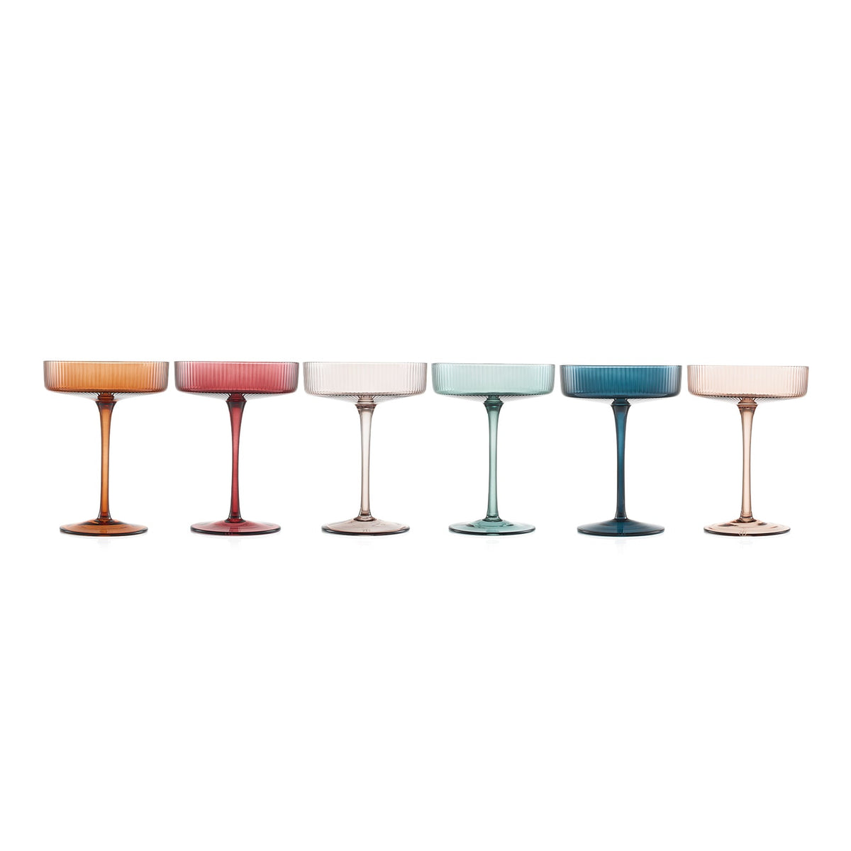 Tonal Ribbed Champagne Coupes, Set of 6, detail view