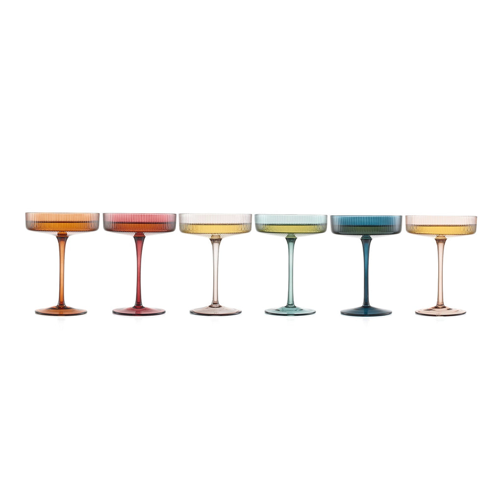 Tonal Ribbed Champagne Coupes, Set of 6, another angle