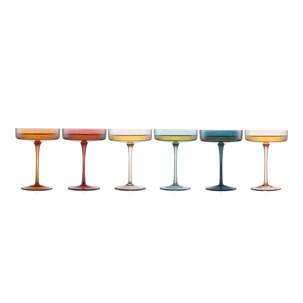 Tonal Ribbed Champagne Coupes, Set of 6, another angle