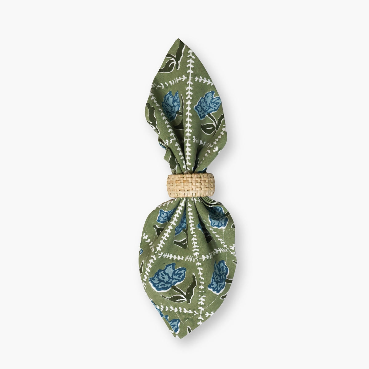 Noor Table Napkins, Olive and Blue, Set of 2, alternate view