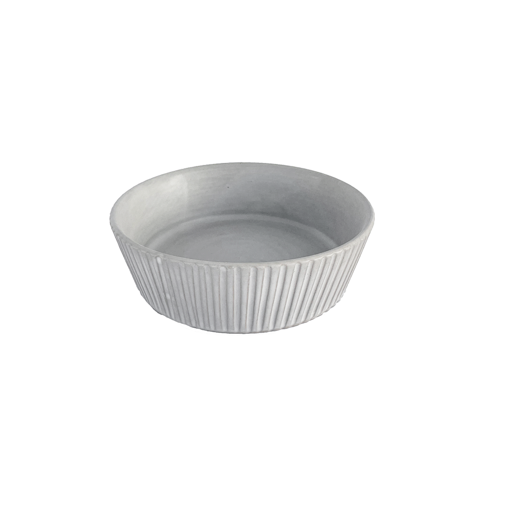 Carved Matte White Ceramic Pasta Bowls, Set of 4