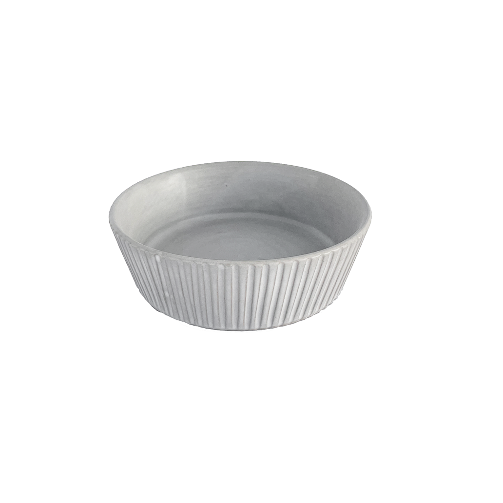 Carved Matte White Ceramic Pasta Bowls, Set of 4