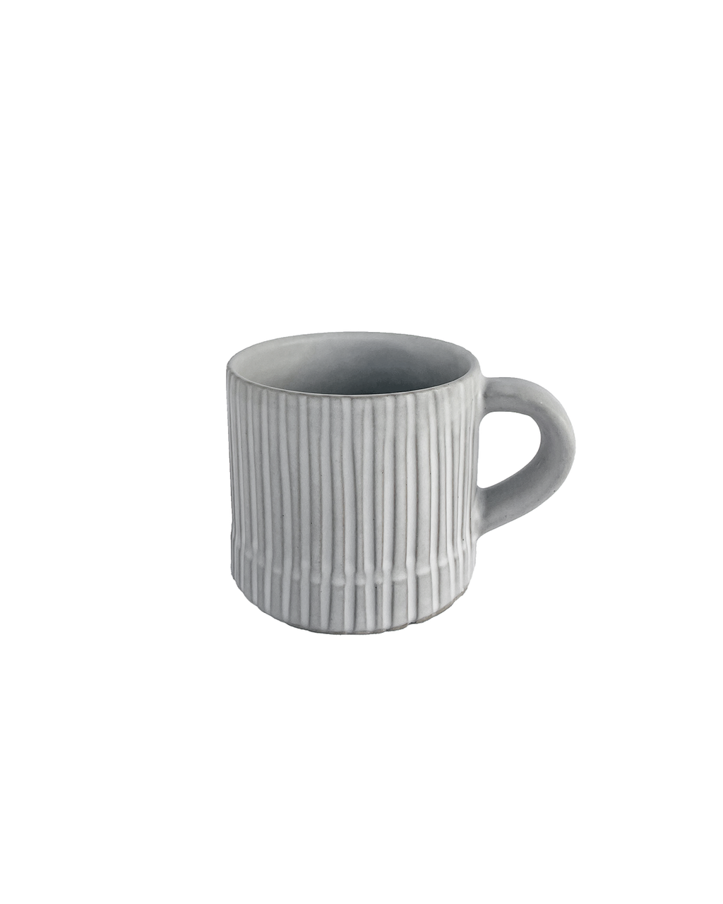 Hand-Carved Matte White Ceramic Mug