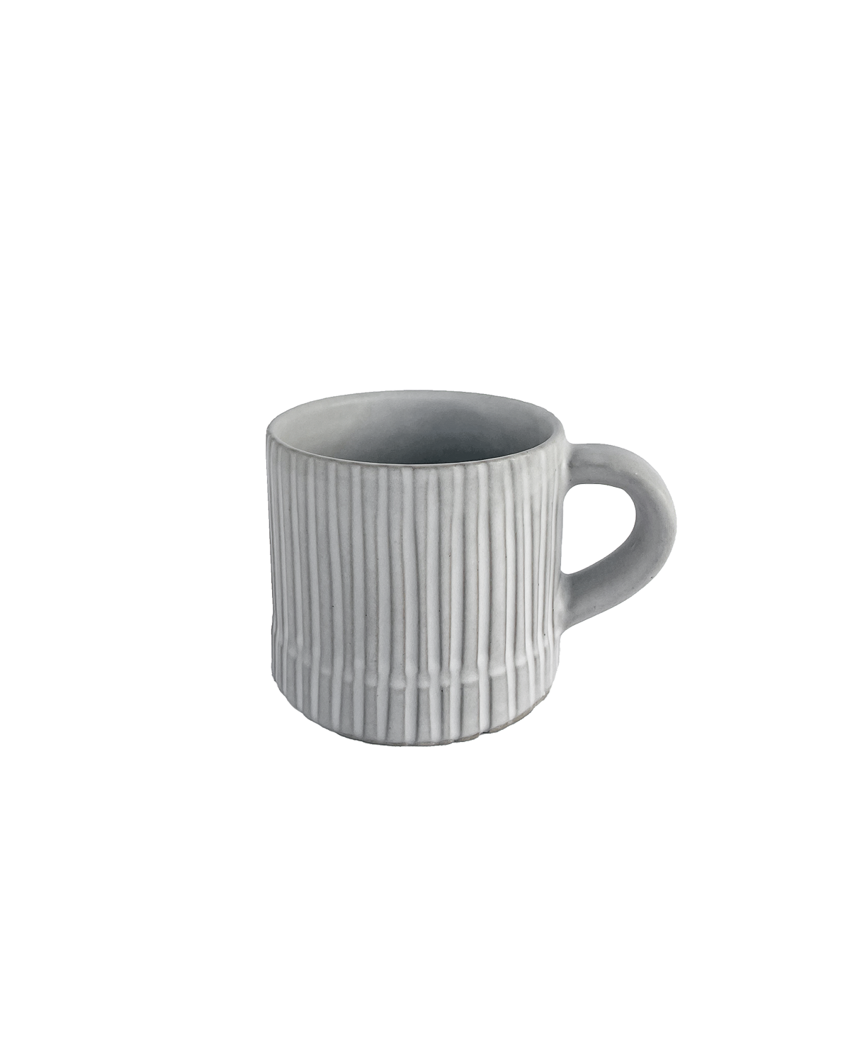 Hand-Carved Matte White Ceramic Mug