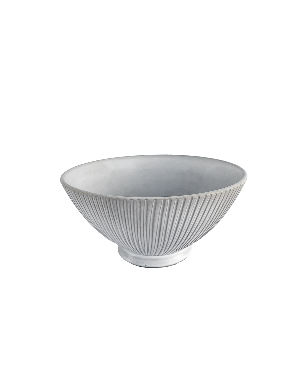 Carved Matte White Ceramic Serving Bowl, 12 in