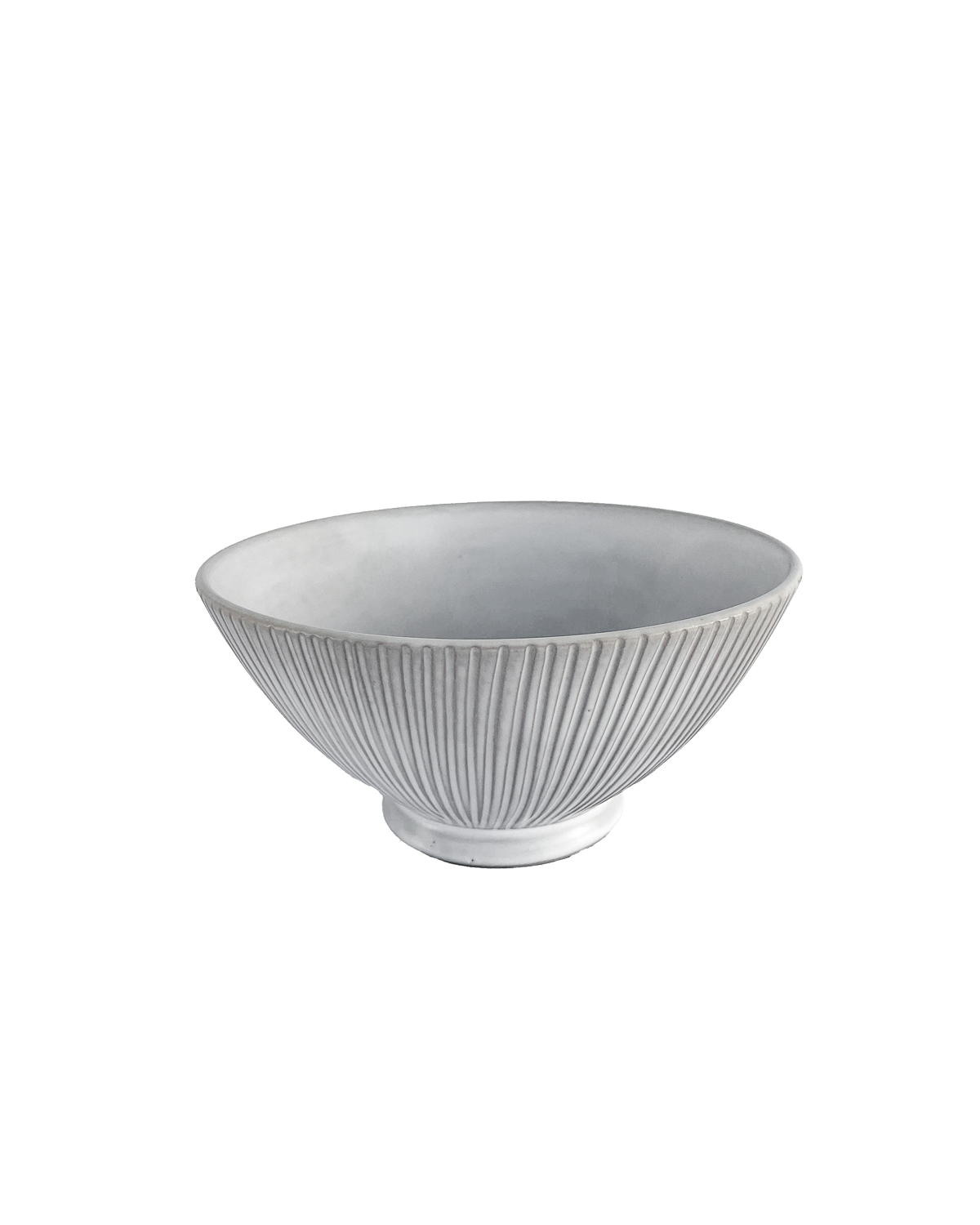 Carved Matte White Ceramic Serving Bowl, 12 in