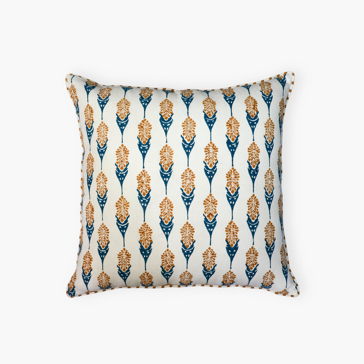 Bahaar Throw Pillow Cover, Ginger and Blue