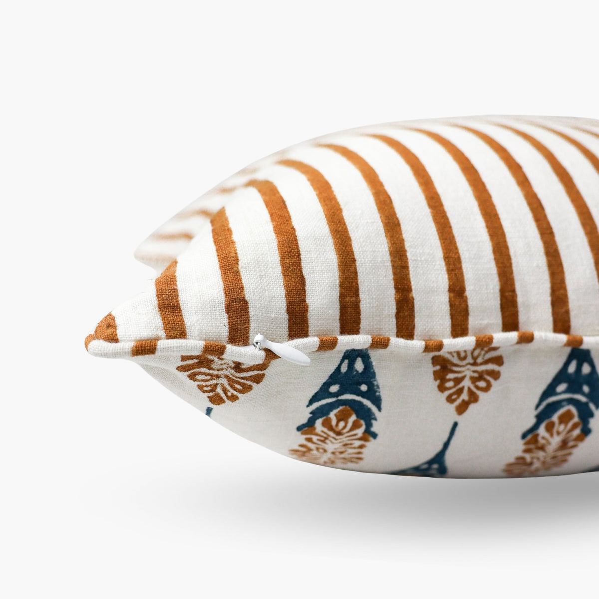 Bahaar Throw Pillow Cover, Ginger and Blue, view 7