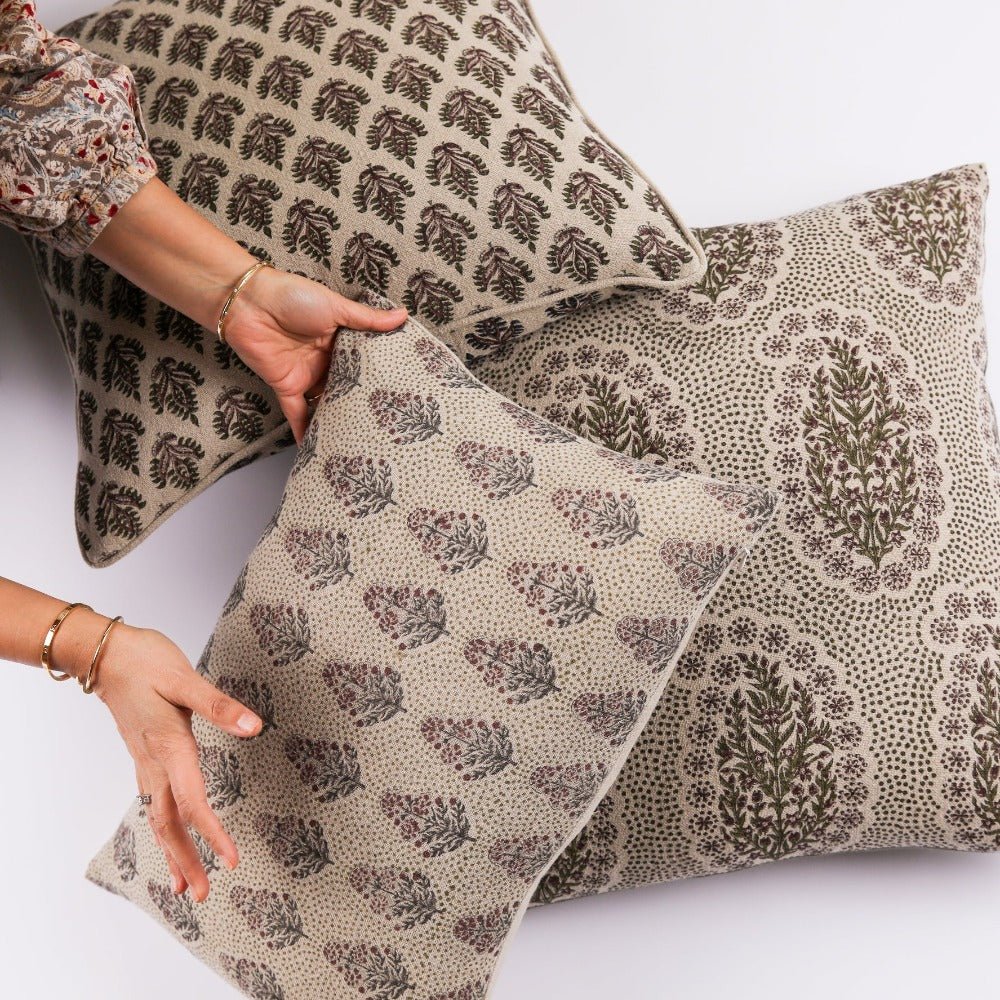Padma Linen Floral Pillow Cover, Ruby, alternate view