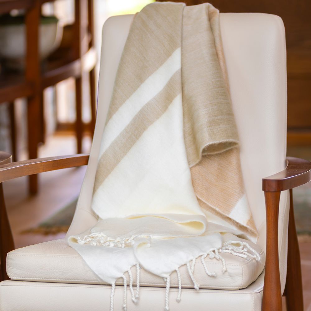 Kallpa Alpaca Throw, Tobacco and Wheat