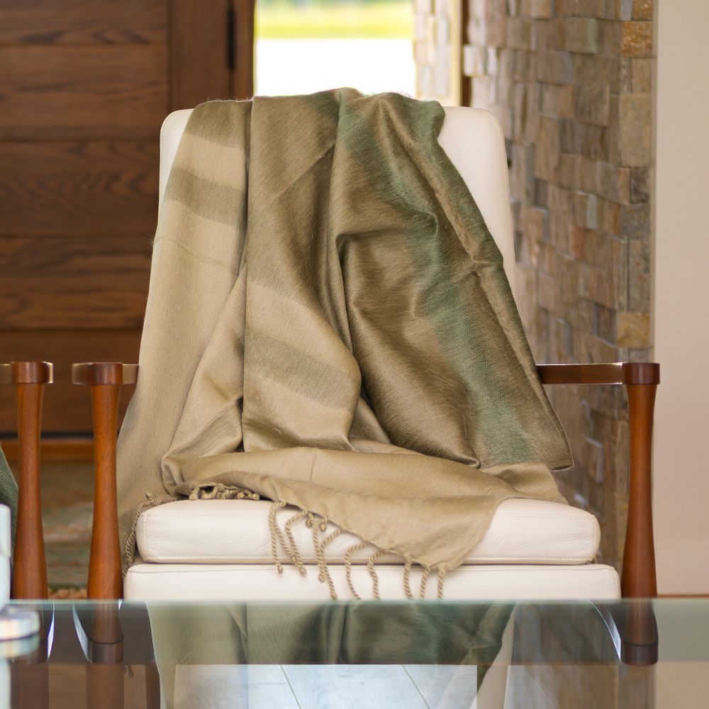 Kallpa Alpaca Throw, Tobacco Olive and Khaki