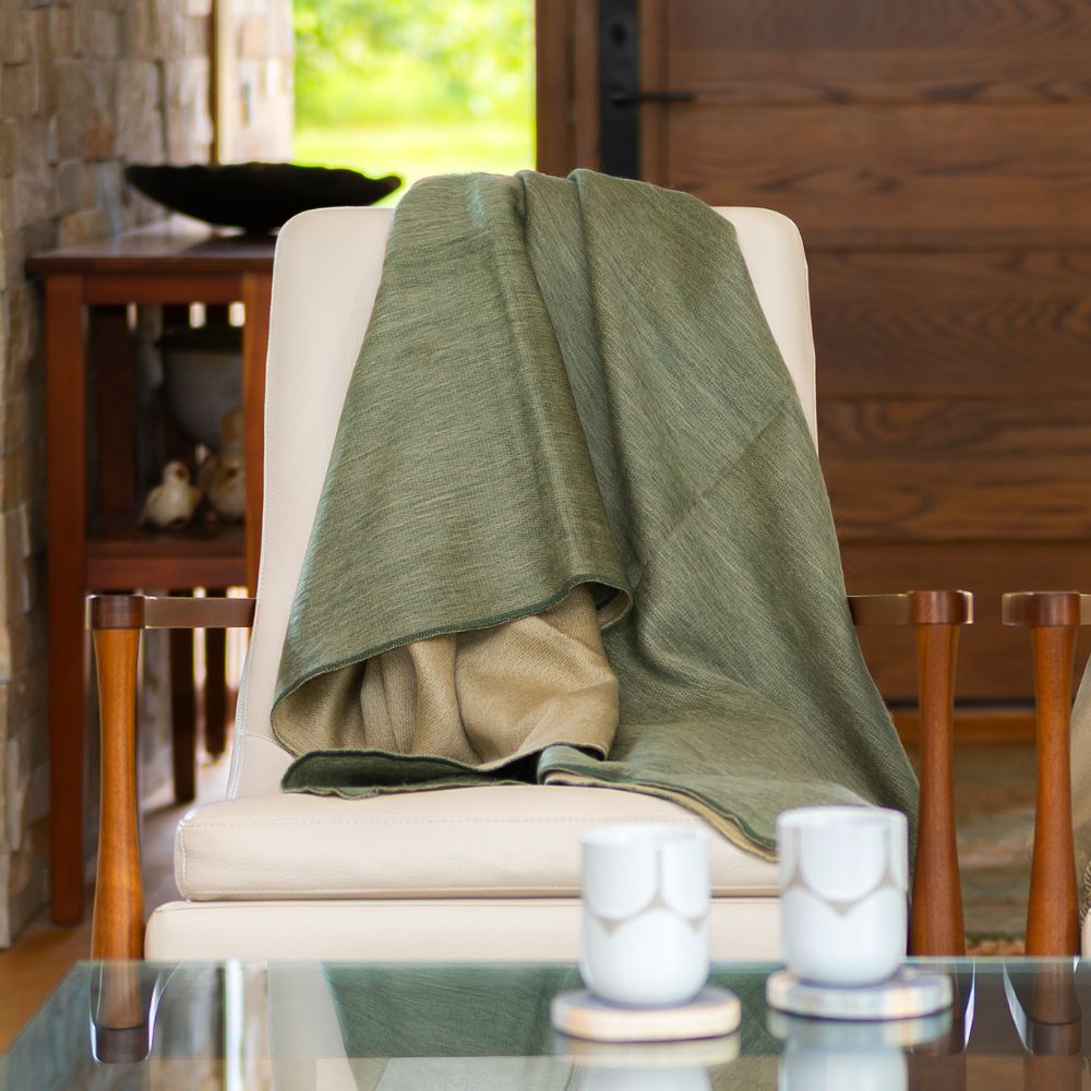 Kani Reversible Alpaca Throw, Khaki and Olive