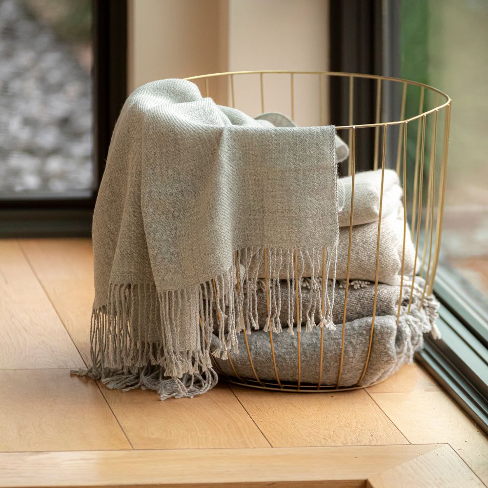 Wasi Baby Alpaca Throw, Undyed Silver