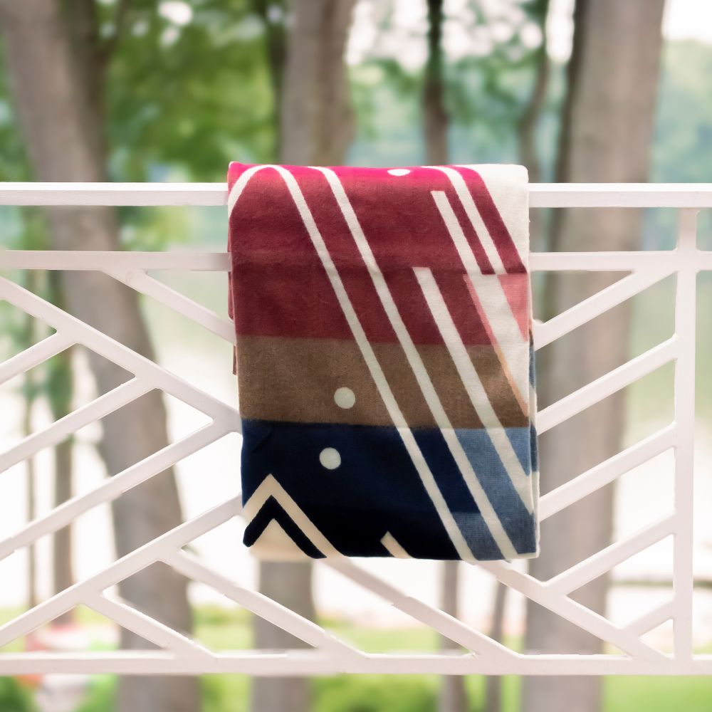 Yachana Reversible Alpaca Throw, Red Blue Chevron