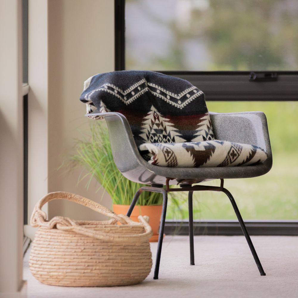 Yachana Reversible Alpaca Throw, Brown Red Wave, alternate view
