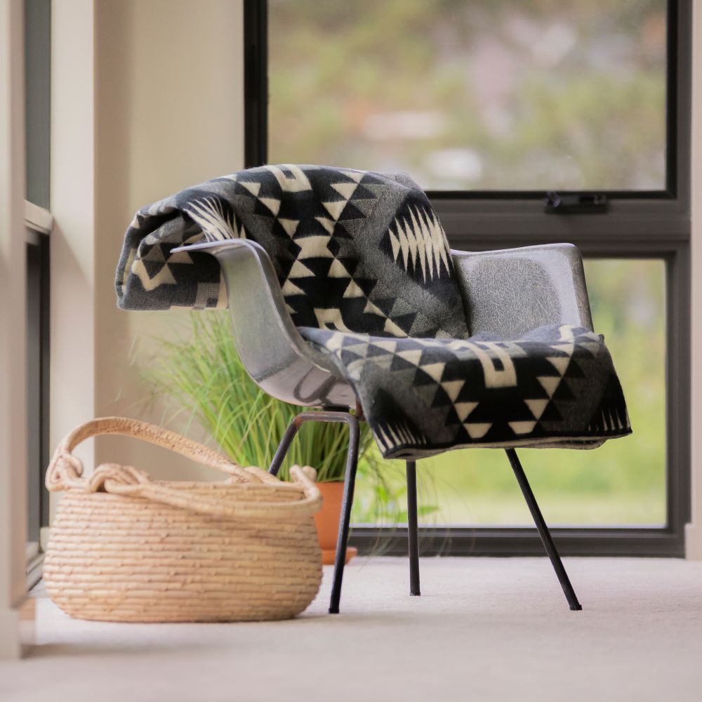Yachana Reversible Alpaca Throw, Interlocking Lines, detail view