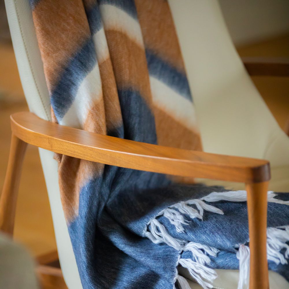 Kallpa Alpaca Throw, Copper and Navy, alternate view