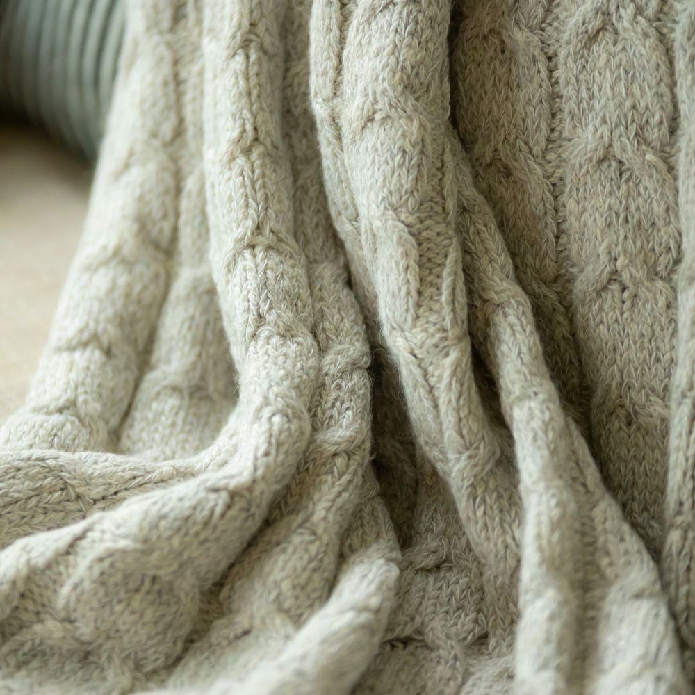 Muru Alpaca Cable Throw, Silver Gray, alternate view