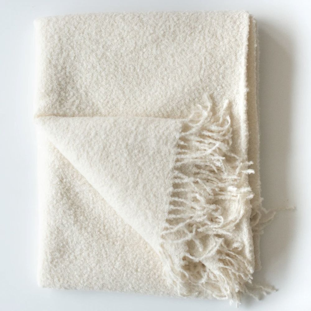 Alpaca Boucle Throw, Ivory, alternate view