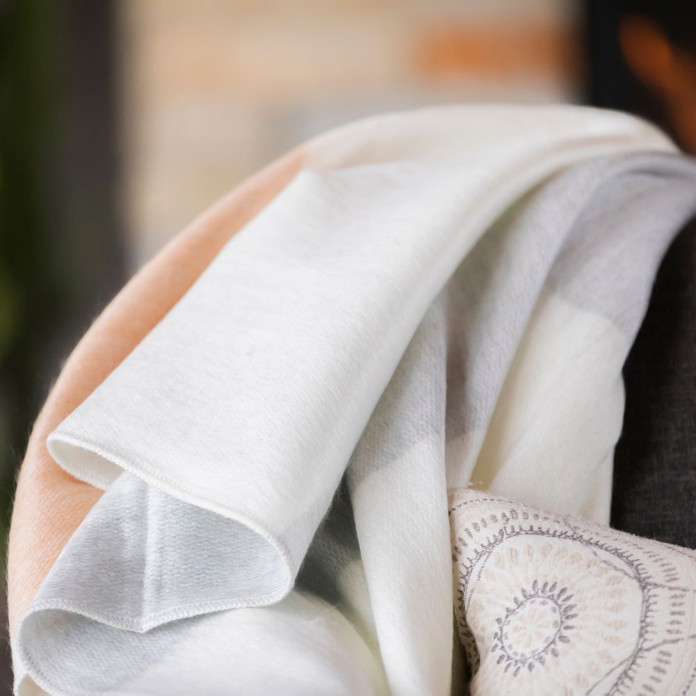 Kallpa Alpaca Throw, Apricot Mist, another angle