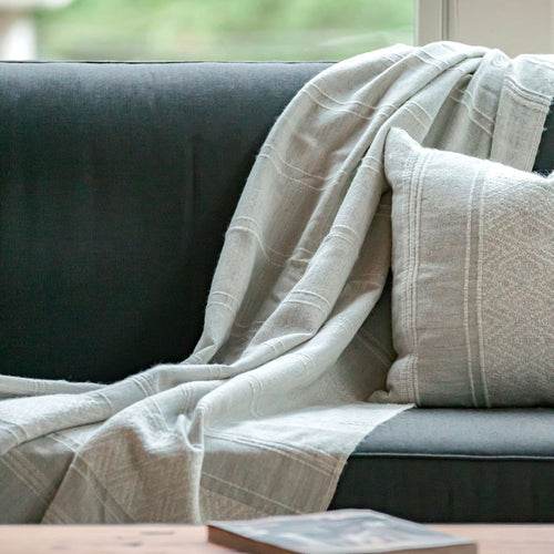Allira Alpaca Throw, Gray and Ivory