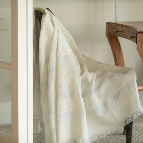 Allira Alpaca Throw, Silver and Ivory Moon Mist