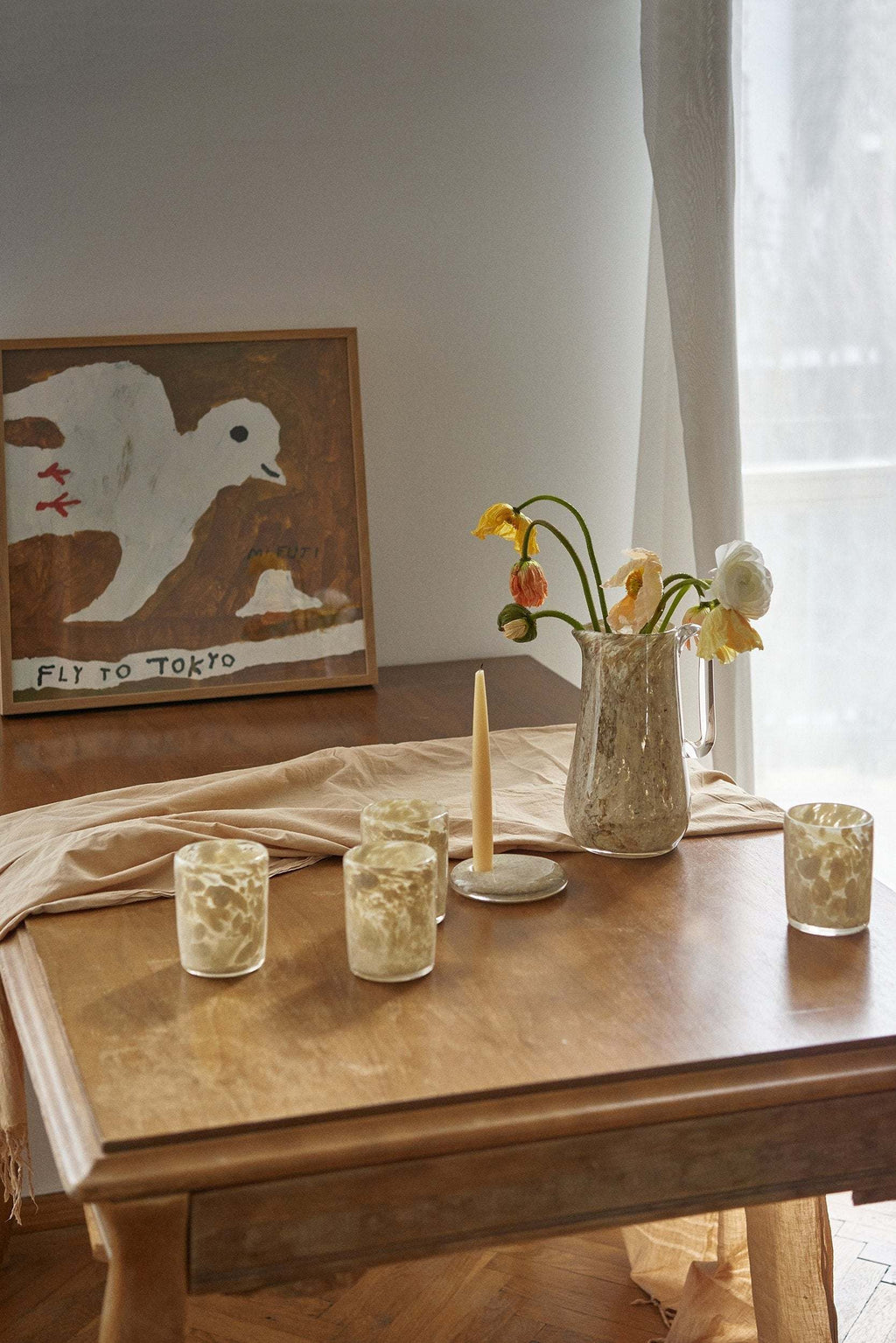 Hand-Blown Glass Candle Holder, detail view