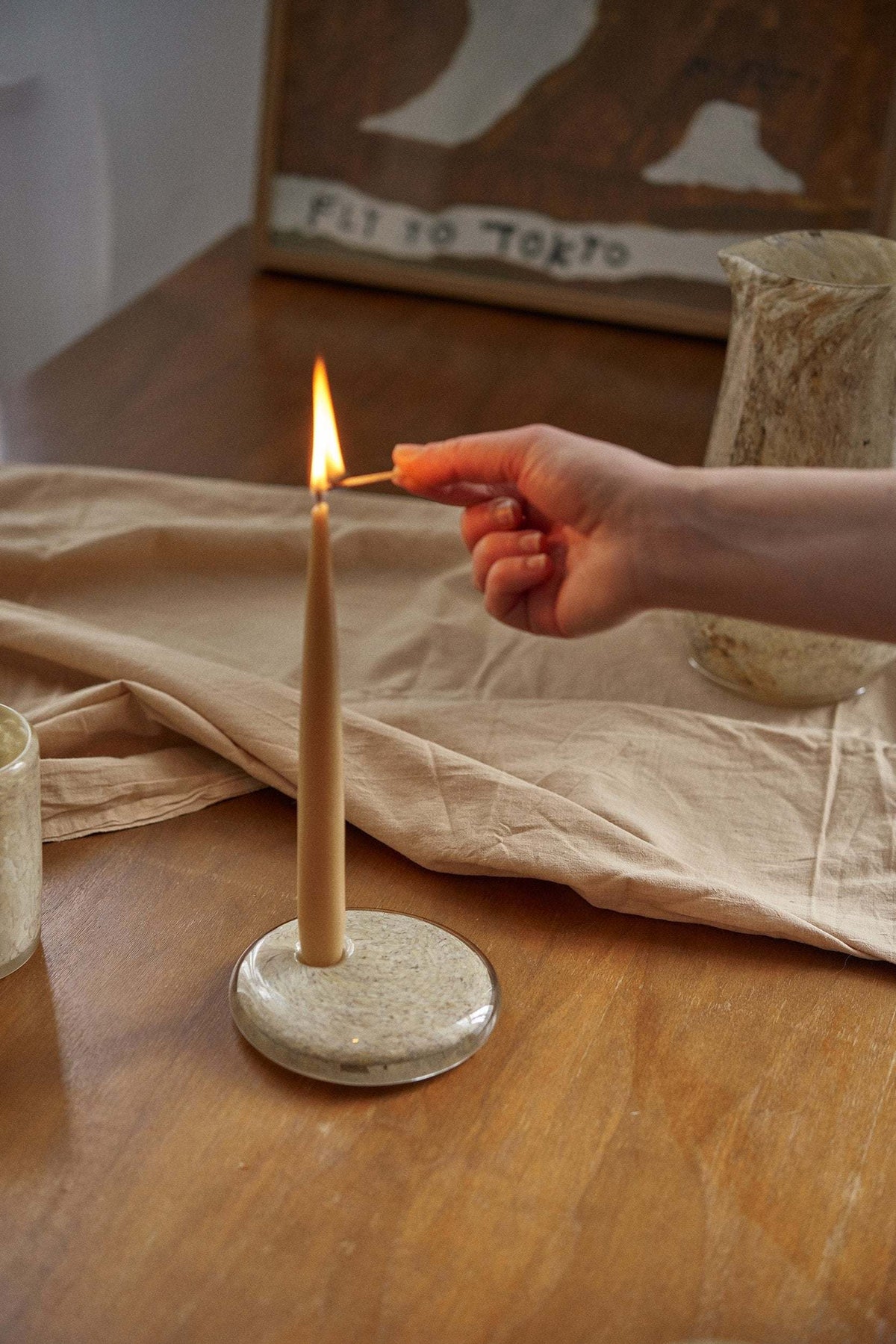 Hand-Blown Glass Candle Holder