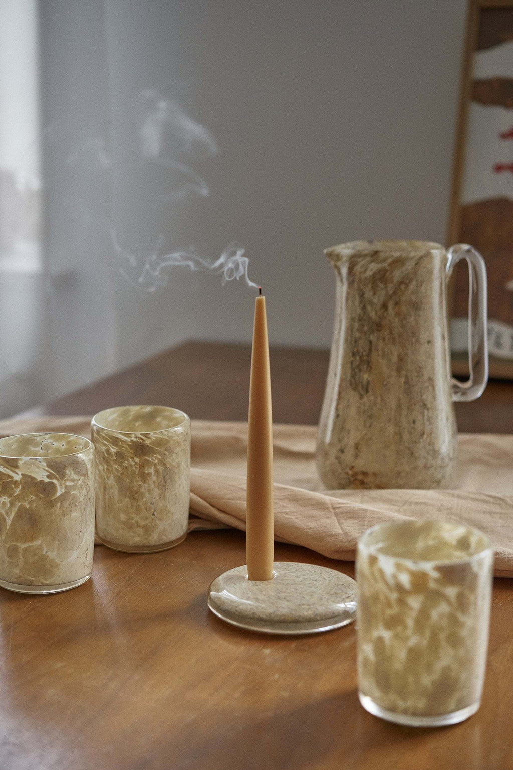 Hand-Blown Glass Candle Holder, alternate view