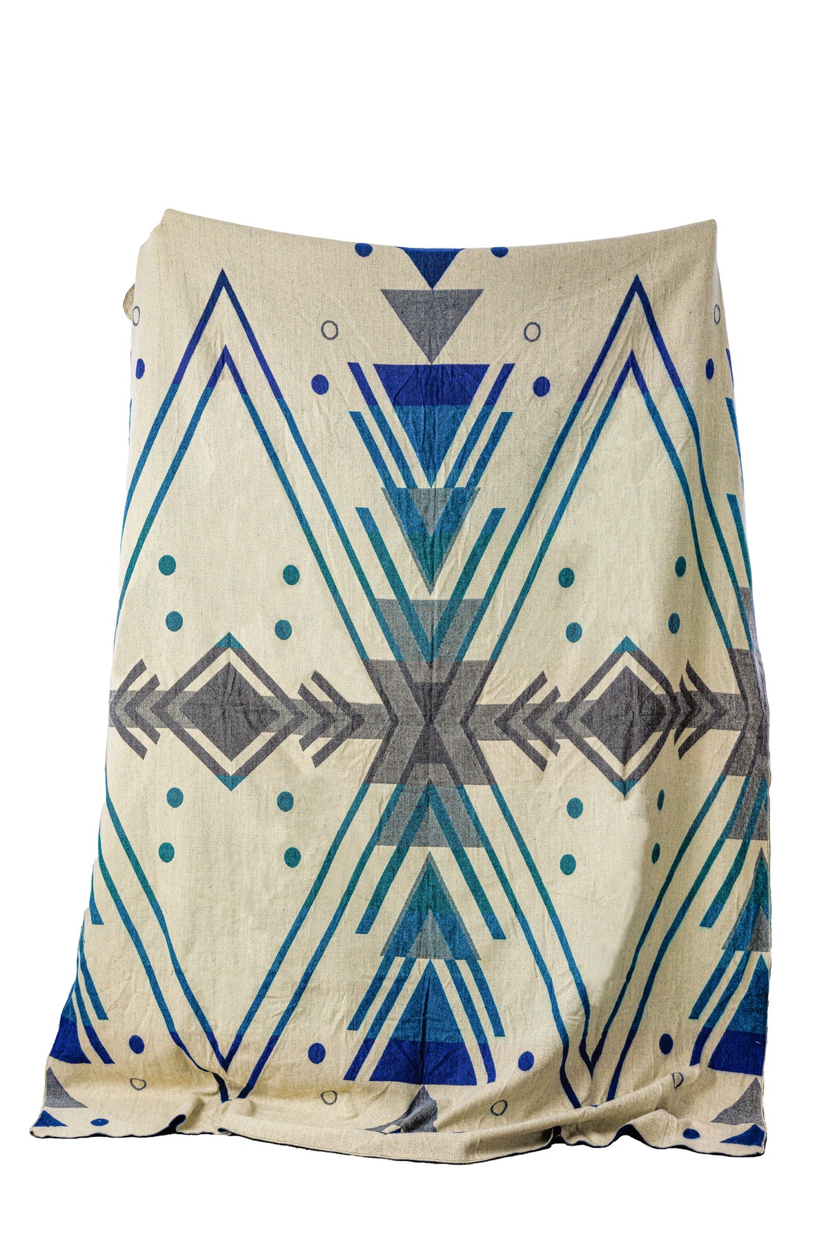 Yachana Reversible Alpaca Throw, Blue Chevron, another angle