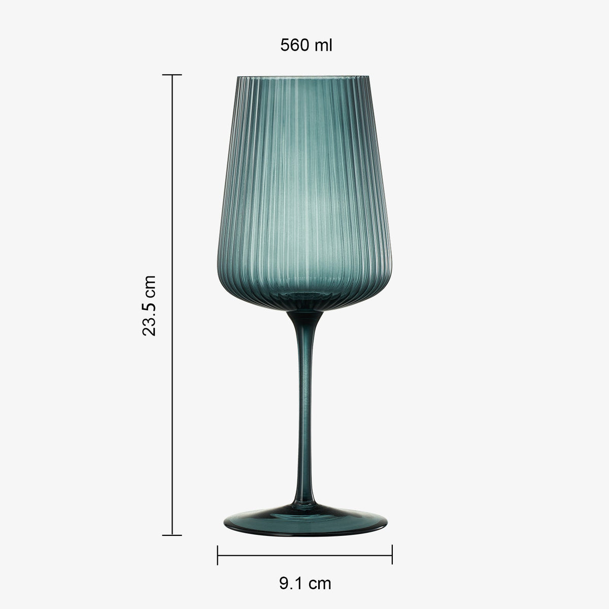 Tonal Ribbed Stemmed Wine Glasses, Set of 6, detail view