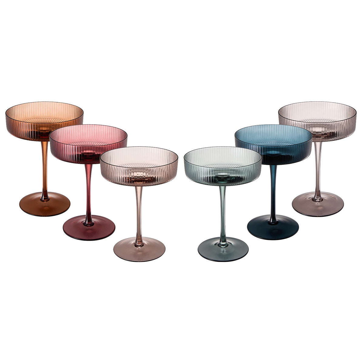 Tonal Ribbed Champagne Coupes, Set of 6, alternate view