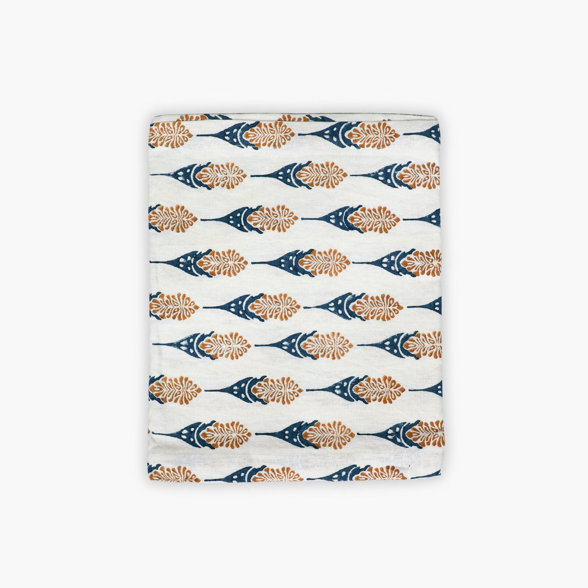 Bahaar Hand-Printed Table Runner, Ginger and Blue