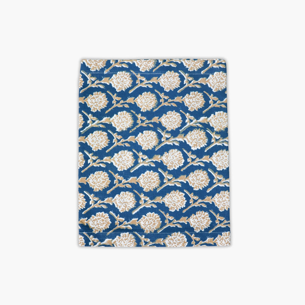 Nikhar Hand-Printed Linen Runner, Ink Blue