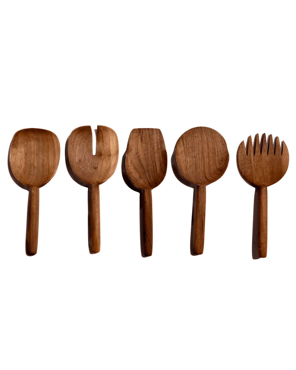 Carved Walnut Spoons, Set of 5