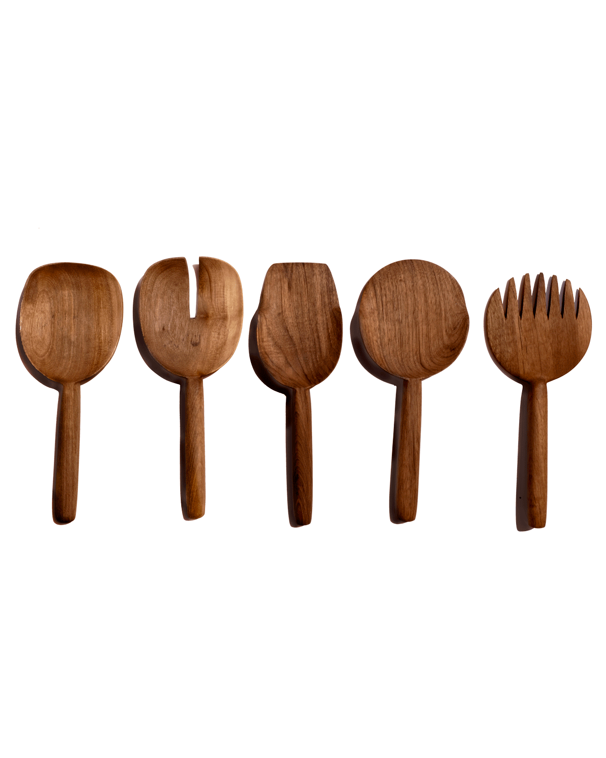 Carved Walnut Spoons, Set of 5