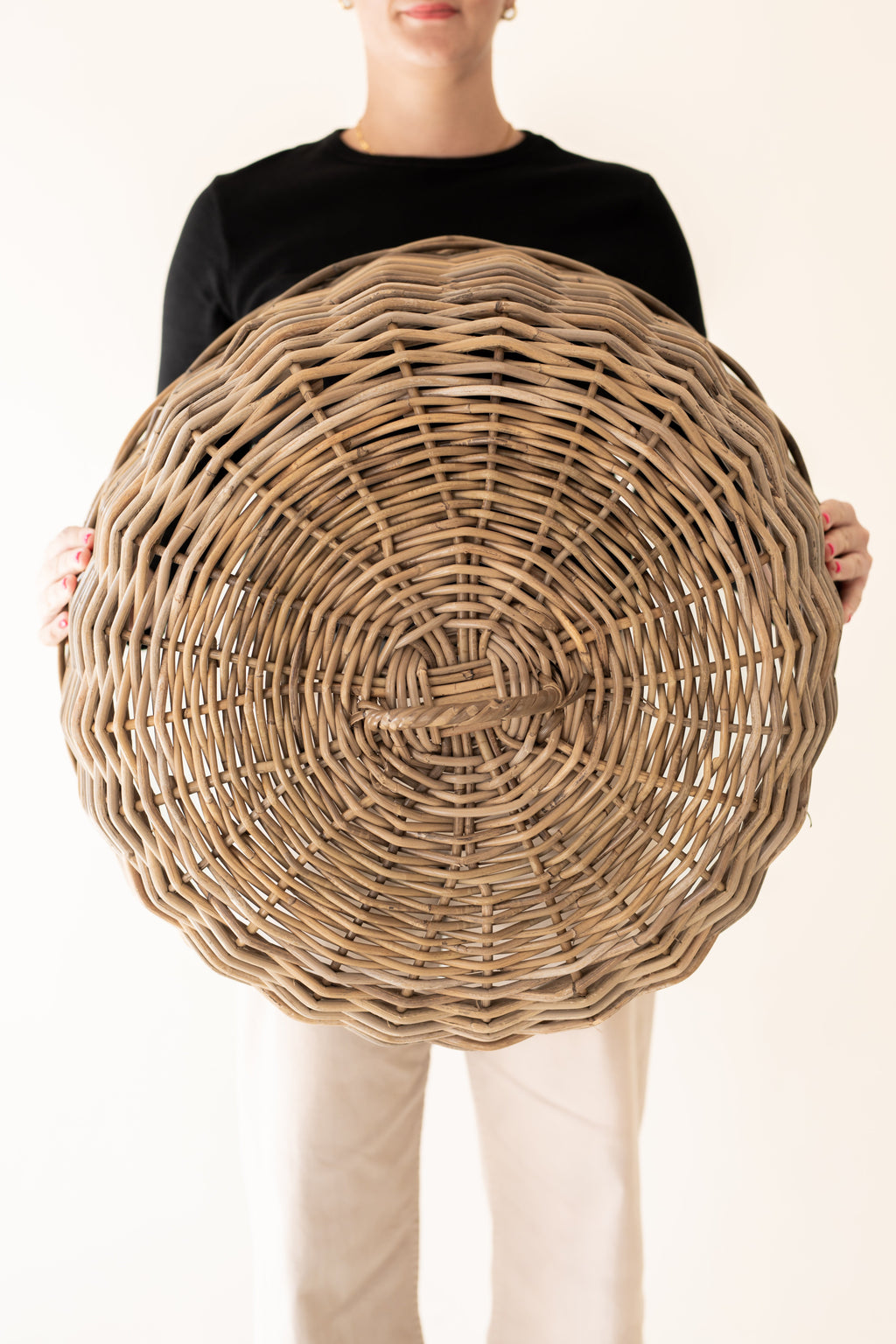 Rattan Cloche Dome Food Cover, another angle