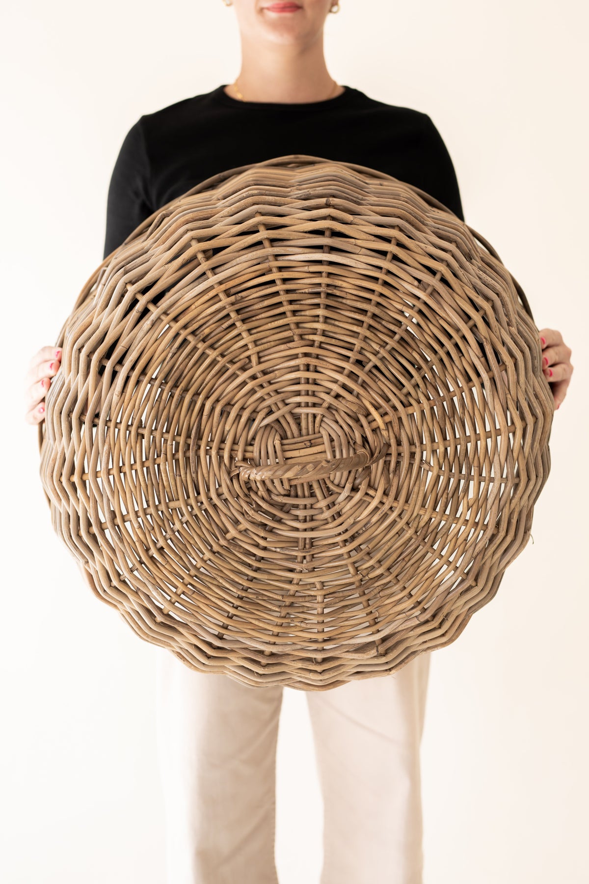 Rattan Cloche Dome Food Cover, another angle