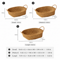 Size chart for the oval seagrass bread basket in small, medium and large with dimensions and weights