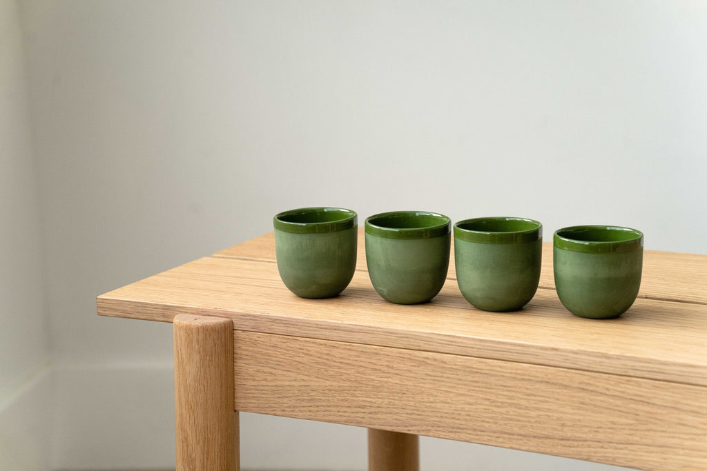 Handmade Porcelain Espresso Cup, Green, another angle