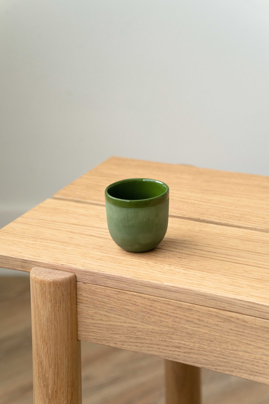 Handmade Porcelain Espresso Cup, Green, detail view