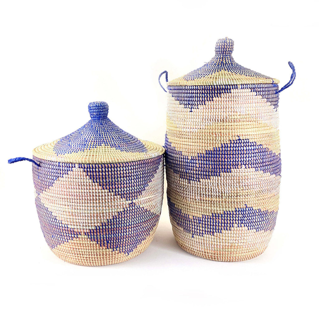 Blue Diamond Woven Floor Basket, Low, alternate view